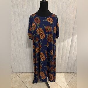 3XL LulaRoe Carly Hi Low Dress Navy Rust Floral Unicorn!